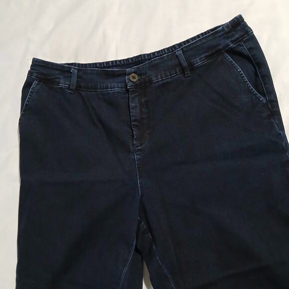 Soft Surroundings XL Stretch Pull-On jeans Dark Wash Wider Leg Yoga Jeans - Picture 4 of 10